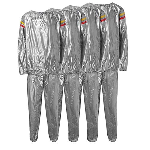 Men's Sauna Suit Exercise Gym Sweat Suit Fitness Weight Loss Anti-Rip Training Thermal Sweat Suit by Lowprofile Silver - Thumbnail 6