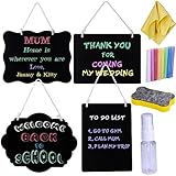 Supla 4 Pack Decorative Hanging Chalkboard Signs Double-sided Reusable Message Board for Back To School First Day of School Wedding Front Door Decorations