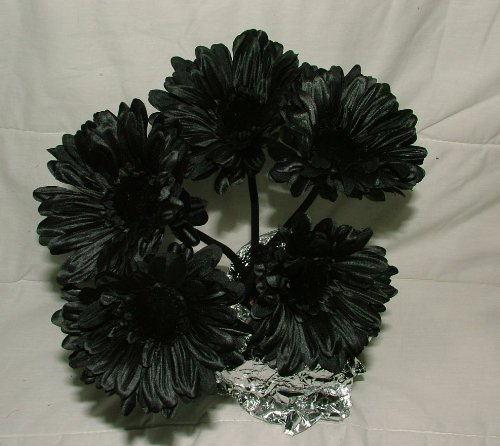 Artificial Single Stem Gerbera with Big Bloom - very dramatic - home garden (12 Pack, Black)