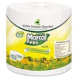 Marcal Pro Toilet Paper 100% Recycled - 2 Ply, White Bath Tissue, 504 Sheets Per Roll - 48 Individually Wrapped Rolls Per Case Green Seal Certified Toilet Paper 05001
