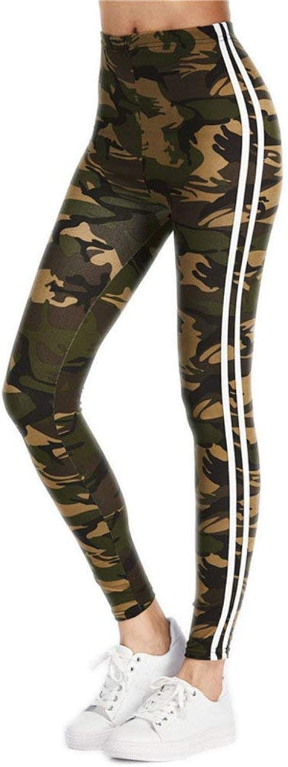 Camo Fitness Leggings Lateral Entrenamiento Legging Estilo Rayas Simple