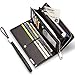 Huztencor Long Wallets for Men Leather RFID Blocking Wallet Bifold Slim Credit Card Holder Zip Around Wallet Purse with Zipper Strap Coffee