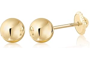 MASSETE Gold Ball Stud Earrings for Women and Girls Screwback | 10k, 14k, 18k | White Yellow or Rose Gold | 3mm 4mm 5mm | Nickel Free