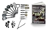 Deluxe 26-piece (28 Uses) Cooking Utensils with Elegant Handle - Paleo Recipe eBook Included