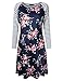 AMZ PLUS Plus Size Women Bracelet Sleeve Striped Floral Print Casual Mini Shift T-Shirt Dress