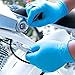 The Basic Medical Nitrile Gloves Medical Grade, Powder Free, Latex Rubber Free, Disposable, Non Sterile, Food Safe, Textured, Blue Color, Convenient Dispenser Pack of 100, Size Medium