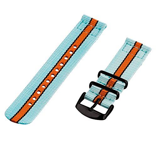 Clockwork Synergy - 20mm 2 Piece Classic Nato PVD Nylon Light Blue / Black / Orange Replacement Watch Strap Band Clockwork Synergy - 20mm 2 Piece Classic Nato PVD Nylon Light Blue / Black / Orange Replacement Watch Strap Band