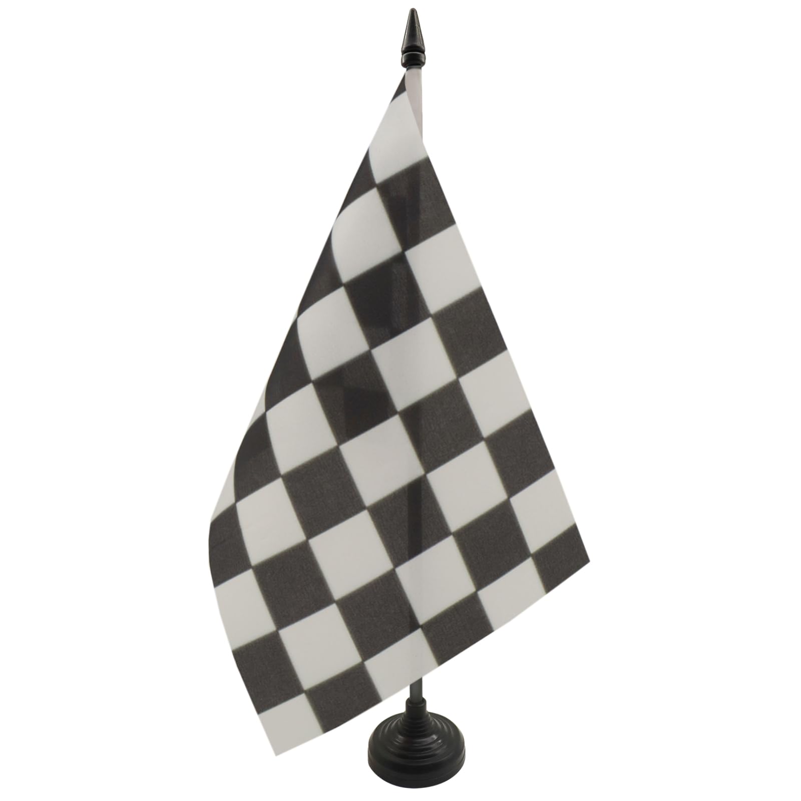 AZ FLAG Checkered Black and white Table Flag 5'' x 8'' - Car race Office Decoration 100% Polyester 21 x 14 cm - Mini Desk Flag with Pole and Black Plastic Base