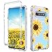 GUAGUA Samsung S10 Case Galaxy S10 Case Sunflower Clear Flowers Floral for Girls Wowen Soft Rubber Cover Printed 3 in 1 Hybrid Hard PC Shockproof Protective Cases for Samsung Galaxy S10 Yellow