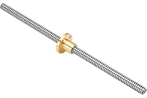Surprecision T4 4mm Lead Screw 600mm/23.62" with Brass Nut for 3D Printer Machine Z axis (Picth of Screws: 1mm, Lead: 1mm)