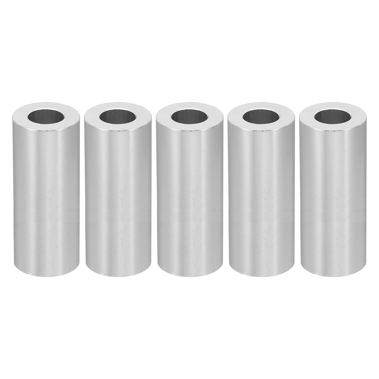PATIKIL M10 Aluminum Spacers, 5 Pcs Metal Spacer Aluminum M10 X3/4"OD X1-1/2"L Aluminum Spacer Screw Standoff Round for 3/8" or M10 Screw Bolts, Silvery