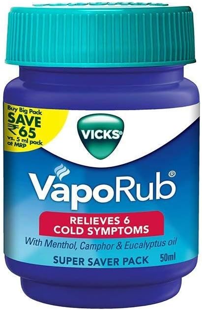 1.76oz (50g) Vicks Vaporub Relief From Headache, Cough, Cold, Flu, Blocked Nose: Health & Personal Care