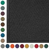 WaterHog Diamond | Commercial-Grade Entrance Mat with Rubber Border - Indoor/Outdoor, Quick Drying, Stain Resistant Door Mat (Charcoal, 4' x 6')