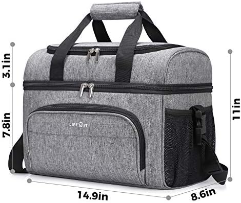 Lifewit Collapsible Cooler Bag 32-Can Insulated Leakproof Soft Cooler Portable Double Decker Cooler Tote for Trip/Picnic/Sports/Flight, Grey 7 Lifewit Collapsible Cooler Bag 32-Can Insulated Leakproof Soft Cooler Portable Double Decker Cooler Tote for Trip/Picnic/Sports/Flight, Grey