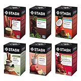 Stash Tea Exotic Tea Six Flavor Assortment, 18 Count Tea Bags in Foil (Pack of 6) Individual Black & Green Tea Bags for Use in Teapots Mugs or Cups, Brew Hot Tea or Iced Tea (Packaging May Vary)