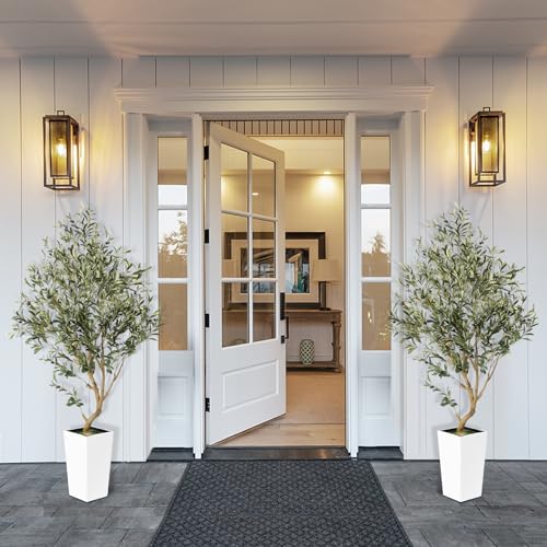 PHYTREE Artificial Olive Tree, 5.5FT Faux Olive Tree with White Tall Planter, Large Fake Potted Olive Plants with Lifelike Fruits and Realistic Trunk, Artificial Trees for Home Office Decor Indoor