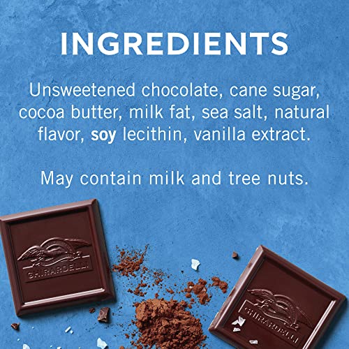 GHIRARDELLI INTENSE DARK SEA SALT 60% CACAO SQUARES, 4.1 OZ BAG (PACK OF 6) – DARK CHOCOLATE CANDY WITH SEA SALT FOR GIFTING & SHARING