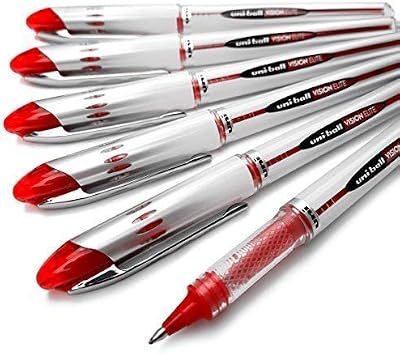 uni-ball Vision Elite UB-200 Liquid Ink Rollerball Pen Pack of 6 Red