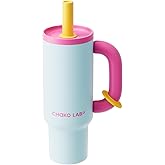 CHAKO LAB BaWang Insulated Stainless Steel Tumbler | Tumbler with Handle and Straw 33oz | Cup Holder Friendly for Travel | Leakproof Water Bottle | BPA-Free | 316 stainless steel liner| pink＆blue