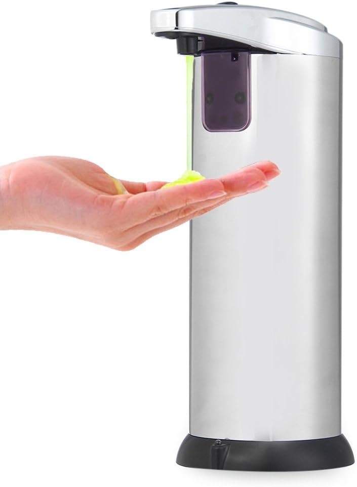 J Robin Stainless Steel Automatic Soap Dispenser IR Infrared Motion Sensor Touchless Sanitizer Dispenser for Bathroom Kitchen,280ml