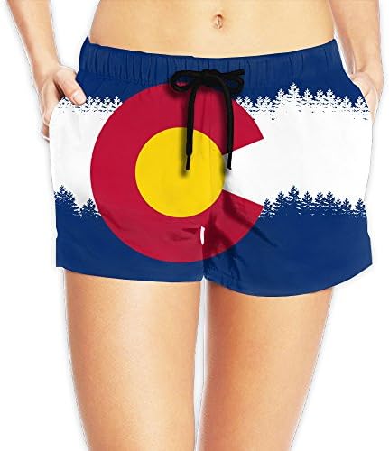 Colorado Flag Womens Quick Dry Swim Trunks Athletic Boardshort Beach Shorts L