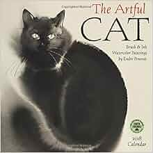 The Artful Cat 2018 Wall Calendar: Brush & Ink Watercolor Paintings by