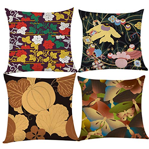 ☀ Dergo ☀ Pillow Case 4pcs Traditional Pattern Linen Pillow Pillowcase In Decorative Bedding 45X45 - Thumbnail 5