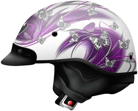 Zoan Ladies Route 66 Butterfly Pink White DOT Motorcycle Half Helmet 2X-Large