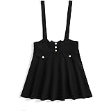 MakeMeChic Women's Casual Straps High Waist Suspender Skirt Pinafore Overall Dress