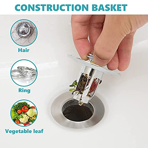 Universal Bathroom Sink Stopper and Strainer Pop Up Bathtub Drain