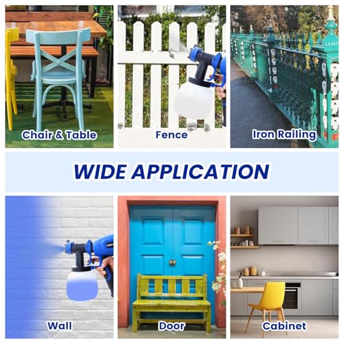 Cordless Paint Sprayer Compatible with Dewalt 20V MAX Battery, Electric Spray Paint Gun with 3 Spray Patterns & 4 Nozzles, 1200ml HVLP Spray Gun with Brushless Motor for House Painting (No Battery)