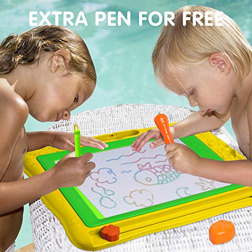 Gamenote Large Magnetic Drawing Board Education Doodle Toys for Kids, Colorful Erasable Magnet Writing Sketching Pad for Toddlers Learning (Yellow)