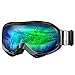 OutdoorMaster OTG Ski Goggles - Over Glasses Ski/Snowboard Goggles for Men, Women & Youth - 100% UV Protection (Black Frame + VLT 18% Grey Lens with Full REVO Green)