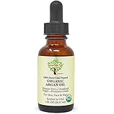 MOUNTAIN TOP Argan Oil USDA Organic 100% Pure Cold Pressed Unrefined - Premium Grade Pure Moisturizer for Dry & Damaged Skin,