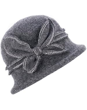 1920s Gatsby Womens Wool Warm Beanie Bow Hat Cap Crushable A286