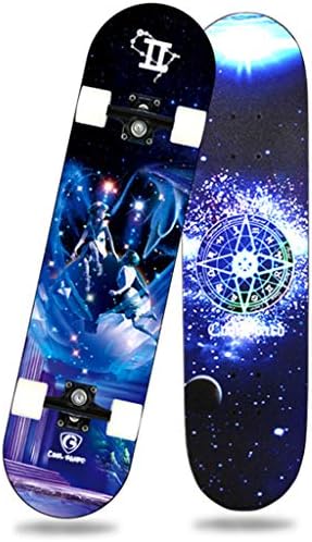 DIMPLEYA Four-Wheeled Scooter Double-Curved Flash Wheel Skateboard Complete Skateboards Constellation Grade A Maple Child Adult Brush Street Ride