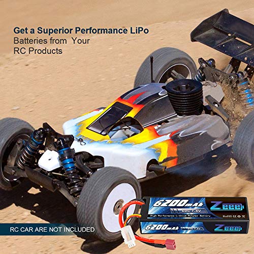 Zeee 7.4V 60C 6200mAh 2S RC Lipo Battery Hardcase with Deans Connector for RC Vehicles Car Truck Truggy Boat(2 Pack) – Bild 8