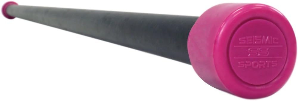Seismic Sports - 15 lb Weighted Bar - 15 Pound Padded Exercise Workout Bar Pink End Cap for Crossfit, HIIT, Plyo, Cross Training and Cardio Exercise