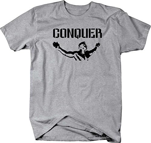 Health Fitness Gear Arnold Quote Conquer Pose Gym Body Building Workout Mens T Shirt