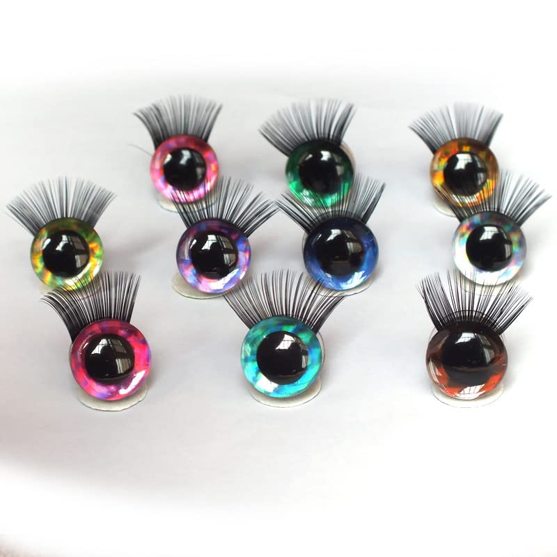 20Pcs 3D Safety Glitter Toy Eyes with Eyelashes for Crocheting, 16mm (0.63