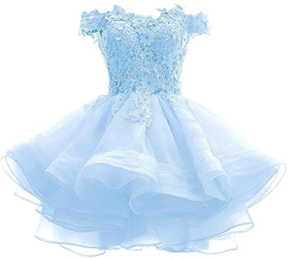 ANGELA Women's Off The Shoulder Organza Short Prom Homecoming Dresses