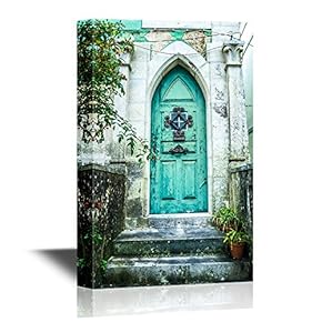 Doors Canvas Wall Art - Old Door in The City of Lisbon, Portugal - Gallery Wrap Modern Home Art | Ready to Hang - 12x18 inches