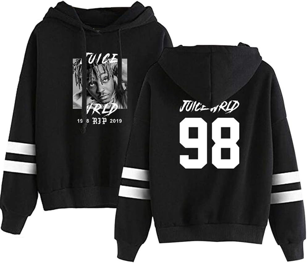 bling bling beauty Women's Juice Wrld 999 Fans Hoodies Hip Hop Double Side Striped Long Sleeve Sweatshirt