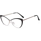 KFPH Fashion Cat Eye Blue Light Glasses for Women Cute Bluelight Blocking Fake Gaming Computer Glasses Metal Frames