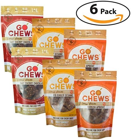 Momme Meals Large-Go Chews Variety Mix – Fig Ginger Sesame, Turkish Apricot, Tart Cherry Chocolate - Healthy Snacks for Adults &amp; Kids – Allergen Friendly, Gluten Free Snacks – 5.6 Ounces (Pack of 6)