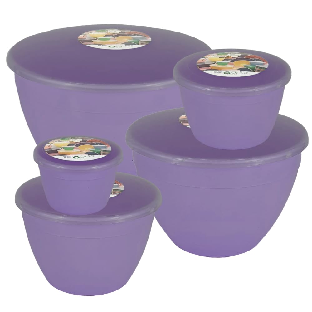 Just Pudding Basins Lilac Space Saving Set of Plastic Steam Pudding Bowls and Lids 5 Popular Sizes Up to 3 Pints