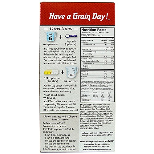 Hodgson Mill Ultragrain Macaroni & Cheese with Quinoa, 7.25 Ounce (Pack of 12) (Packaging May Vary) Wholesome Baking and Cooking Ingredients for Home Cooks and Healthy Meals