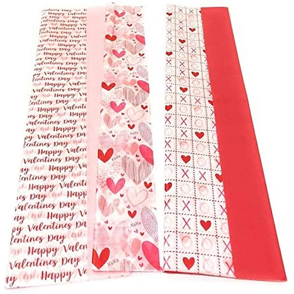 Amazon Com Valentine Tissue Paper Gift Wrapping Pink Red Hearts 3 Pk Set Health Household