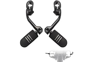 FOVPLUE 1.25" Highway Footpegs,Long Angled Adjustable Highway Pegs w/Mounts for Harley Touring Street Glide Electra Glide Road King Softail CVO Dyna Trike VRSC Sportster w/1-1/4" Engine Guard,Black#3