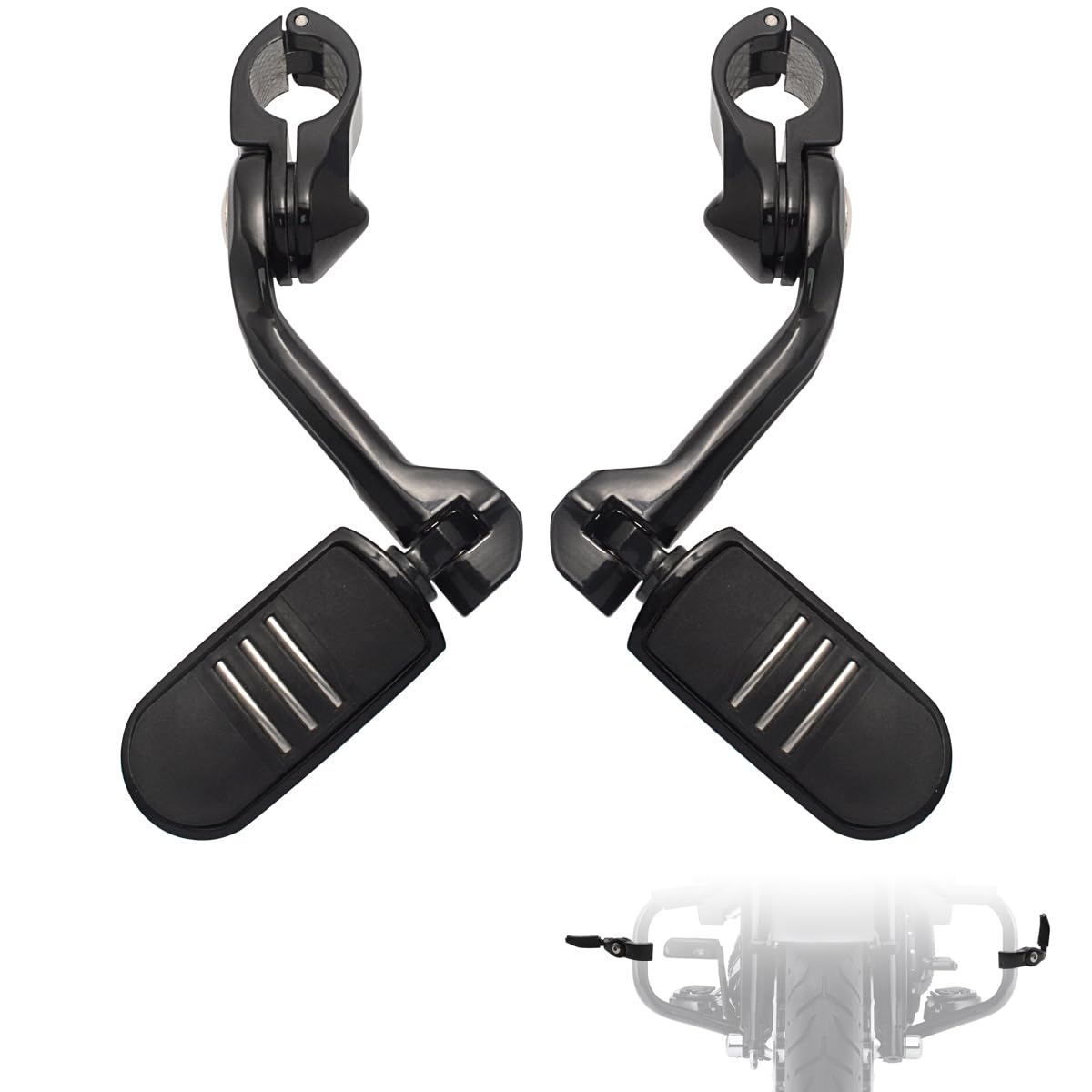 Photo 1 of FOVPLUE 1.25" Highway Footpegs,Long Angled Adjustable Highway Pegs w/Mounts for Harley Touring Street Glide Electra Glide Road King Softail CVO Dyna Trike VRSC Sportster w/1-1/4" Engine Guard,Black#3
